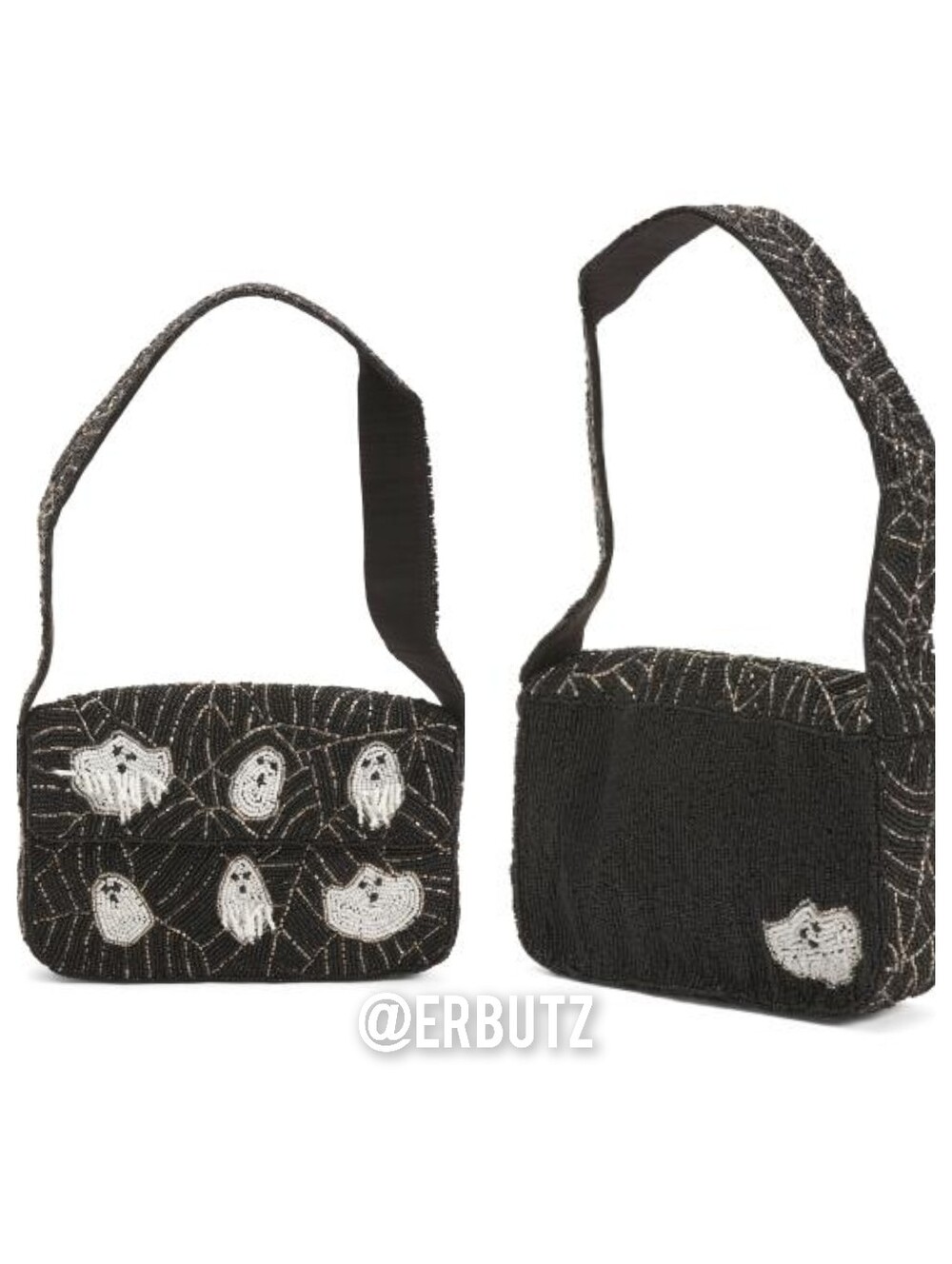 SOL and MER Halloween Ghost Motif Beaded Shoulder Bag w/ Spiderweb Design πΈοΈπ» - Picture 14 of 16